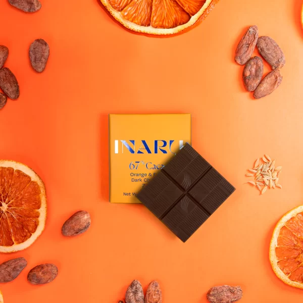 INARU 67% ORANGE AND FENNEL DARK CHOCOLATE BAR